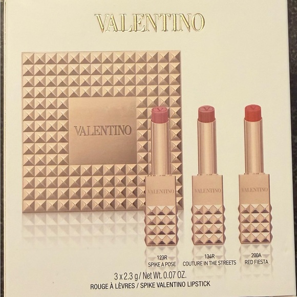 Valentino Lipstick Set - Gold Packaging with Pink and Red Shades